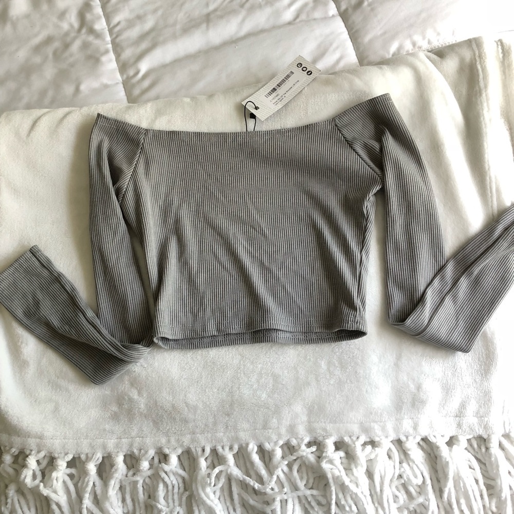 Gray off the shoulder top